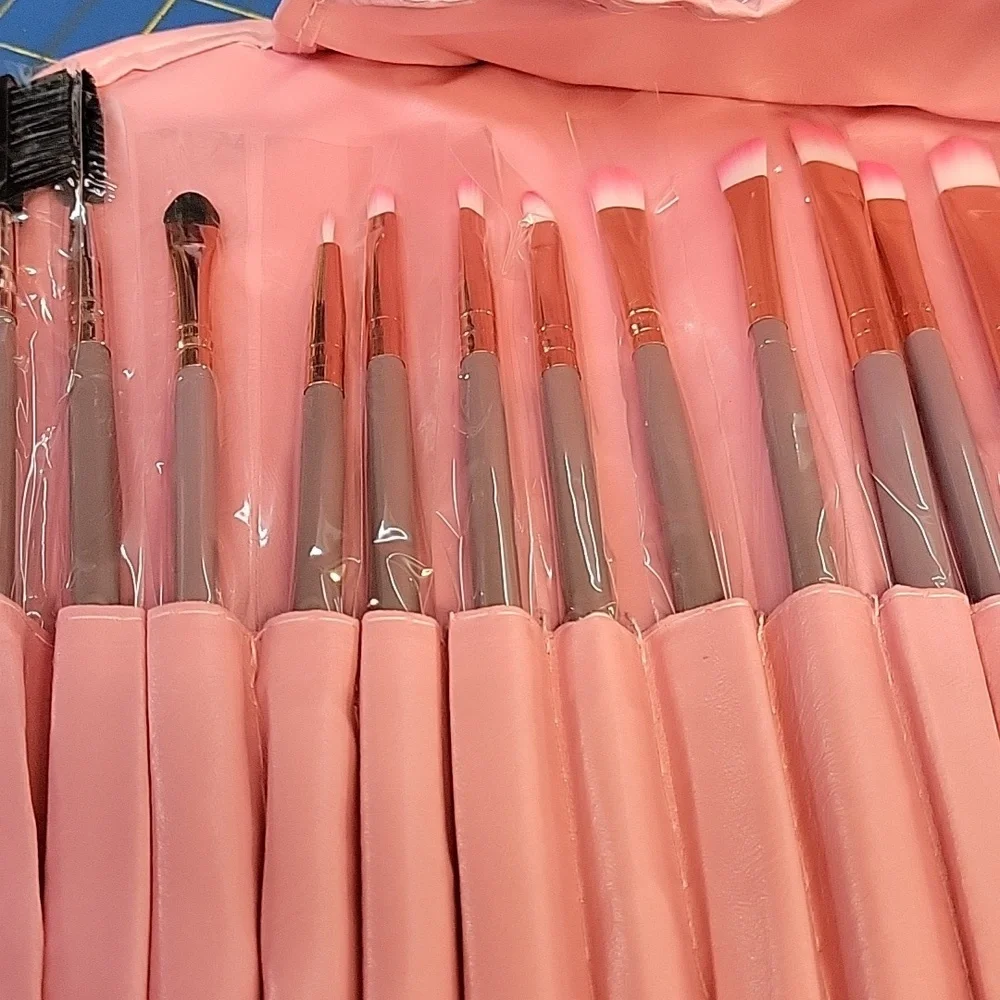 Pink Makeup Brush Set of 22 Pleather Pink Case